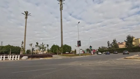 Driving Through Spacious Residential Streets New Cairo Showing Buildings Traffic Stock Footage 329744907
