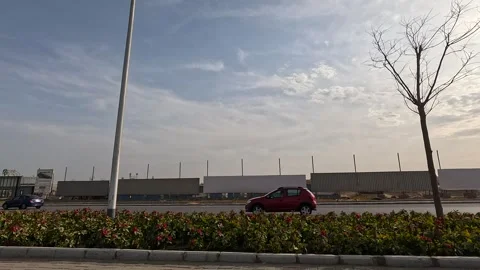 Driving Through Spacious Streets New Cairo Showing Buildings Traffic Vehicles Stock Footage 329780958