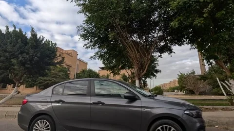 Driving Through Spacious Urban District Roads New Cairo Showing Buildings Stock Footage 329705584