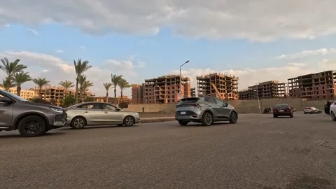 Driving Through Spacious Urban Roads New Cairo Showing Buildings Traffic Stock-Footage 329900307