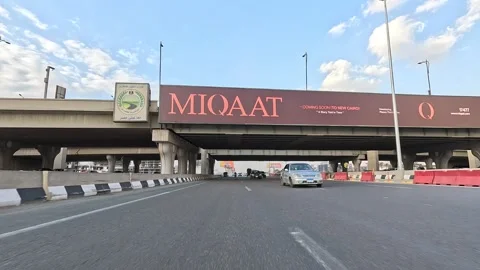 Driving Through Spacious Urban Roads New Cairo Showing Buildings Traffic Stock-Footage 329951119