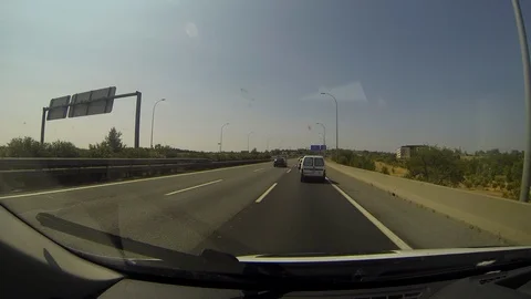 Driving through Spain towards Barajas airport and Alcobendas Stock Footage 112507689