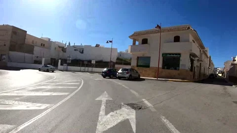 Driving through a spanish seaside town POV Stock Footage 138902030