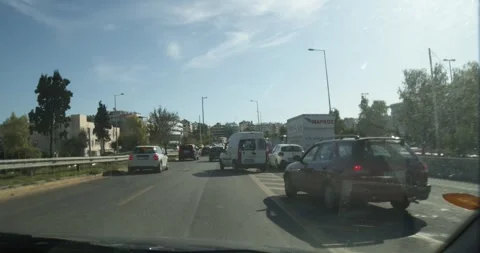 Driving Through Streets In Athens Greece POV - October 13, 2019 動画素材 337803654