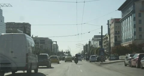 Driving Through Streets In Athens Greece POV - October 13, 2019 Stock Footage 337803686