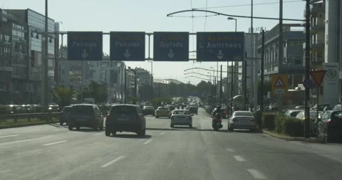 Driving Through Streets In Athens Greece POV - October 13, 2019 Stock Footage 337803738