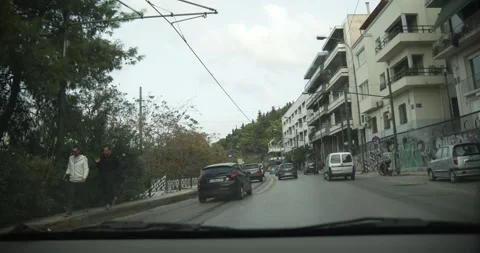 Driving Through Streets In Athens Greece POV - October 13, 2019 Stock Footage 337803902