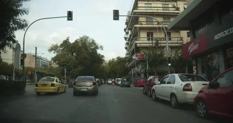 Driving Through Streets In Athens Greece POV - October 13, 2019 Stock Footage 337803948