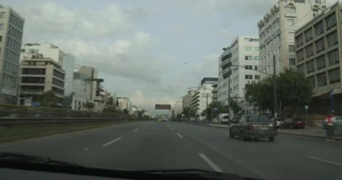 Driving Through Streets In Athens Greece POV - October 13, 2019 Stock Footage 337804236