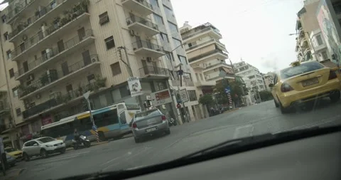 Driving Through Streets In Athens Greece POV - October 13, 2019 Stock Footage 337804607