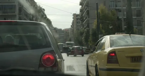 Driving Through Streets In Athens Greece POV - October 13, 2019 Stock Footage 337861173