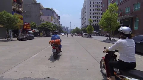 Driving through the streets of Halong Bay 스톡 동영상 75886855