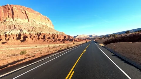Driving Through the Stunning Capitol Reef Highway Stock Footage 261033079