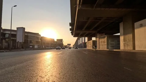 Driving Through Sunny Boulevards New Cairo Showing Buildings Traffic Vehicles Stock Footage 329787859