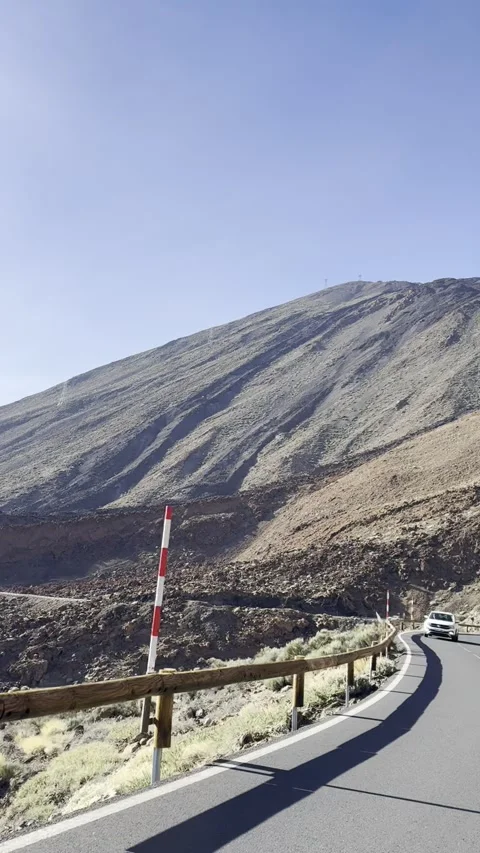 Driving through Teide National Park with volcano Teide view in Tenerife Stock Footage 310912088