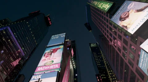 Driving through Times Square in NYC at Night in Slow Motion in 4K Stock Footage 37883988