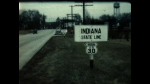 Driving Through the Town of Dyer in 1950 Stock Footage 106099245
