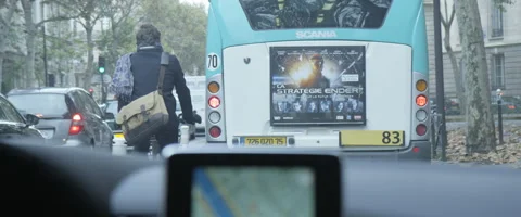 Driving through traffic in Paris Stock Footage 66436016