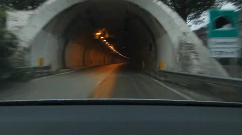 Driving through tunnel on the E90 in Sicily, Italy. Stock Footage 61438499