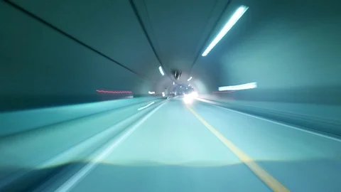 Driving through tunnel Stock Footage