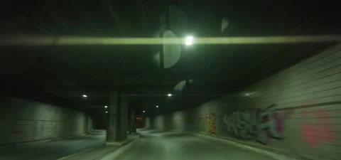 Driving through tunnel at night Stock Footage 225712397