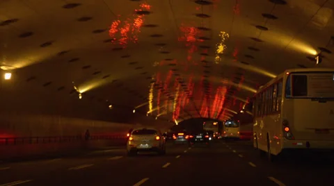 Driving through the tunnel in Rio de Janeiro Stock Footage 34657097