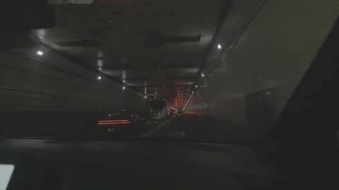 Driving through tunnel under Hudson River, New York City, v-log 4k Stock Footage 280848642