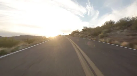 Driving Through Twisty Arizona Back Roads (Sun flare) Stock Footage 35333777