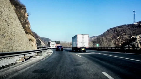 Driving through two tunnels on the way to the Great Wall, Beijing, China 스톡 동영상 35853726