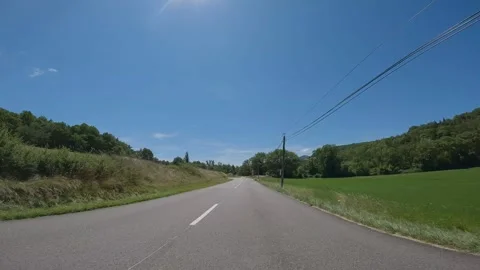 Driving through a typical landscape of Provence, France. Driver's view. Stock Footage 301826231