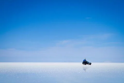 Driving through Uynuni Bolivia Stock Photos