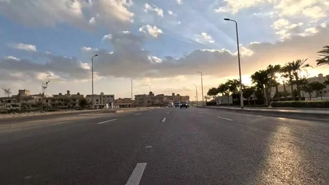 Driving Through Vibrant City District Roads New Cairo Showing Buildings Traffic Stock Footage 329662028