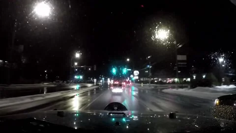 Driving through View Royal on rainy night Stock Footage 174483430