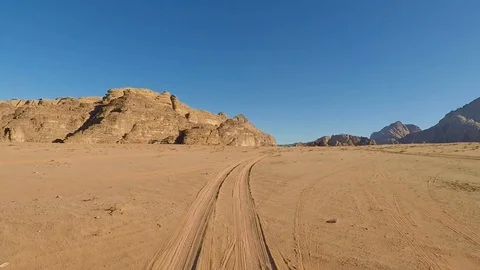 Driving through Wadi Rum desert in Jordan Stock Footage 126959255