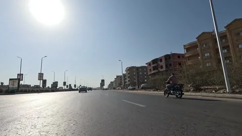 Driving Through Wide Newly Planned Roads New Cairo Showing Buildings Traffic Stock Footage 329811055