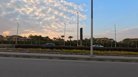 Driving Through Wide Newly Planned Roads New Cairo Showing Buildings Traffic Stock Footage 329891431
