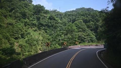 Driving Through Winding Mountain Roads to Alishan Taiwan Stock Footage 341528020