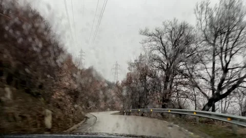 Driving through windy roads in Pyrenees mountains Stock Footage 266847605
