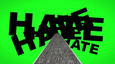 Driving through the world of Xenophobia and hate  on green screen Stock Footage 156765215