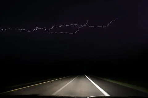 Driving into the Thunderstorm Stock Photos