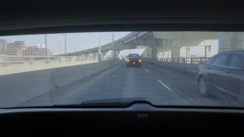 Driving Time Lapse on Highway, Merging Into Traffic, and Driving Under Overpass. 스톡 동영상 91499482