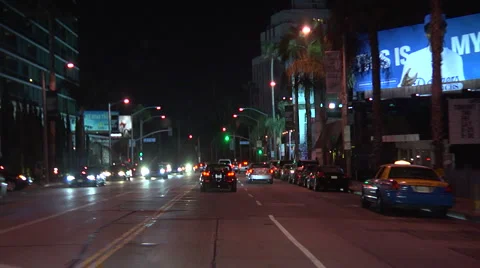 Driving Time lapse at Night on SUNSET BLVD, Los Angeles  Stock Footage 1009260