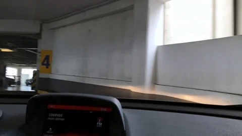 Driving up to the top level of a ten-storey parking in Venice Stock Footage 88939302