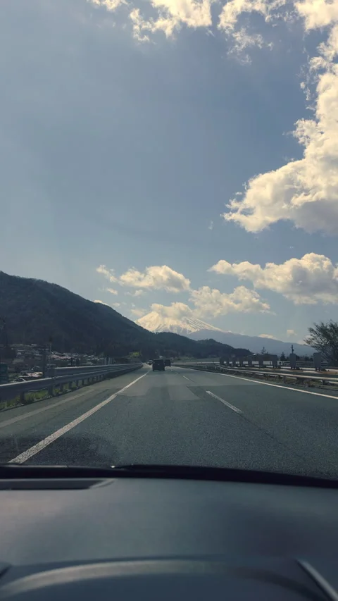 Driving Toward Mount Fuji on Highway in Japan Stock Footage 343719979