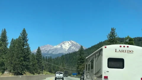 Driving Toward Mount Shasta on Interstate 5 Stock-Footage 342176414