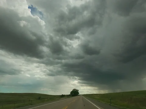 Driving Toward Rain Clouds, hyperlapse Stock Footage 201749890
