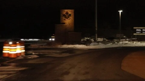 Driving Toward U.S. Canada Border Security Niagara Falls New York USA Stock Footage 126979435