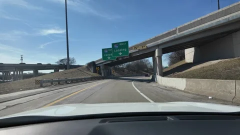Driving Towards the Bridge at the Canada Border Crossing Stock Footage 332131680