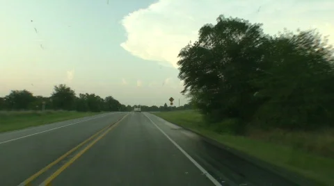 Driving towards severe storm, supercell thunderstorm Stock Footage 506798