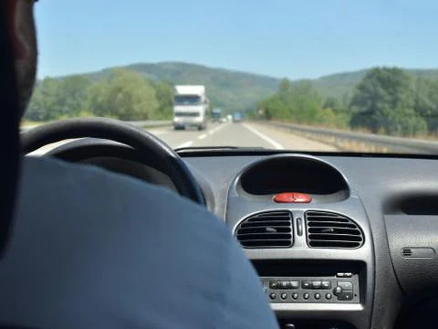 Driving in a traffic jam Stock Photos